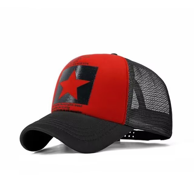 Gorro de béisbol de impresión de esponja de cinco estrellas sombrero Masculino Femenino gorra de malla de verano gorra de pico transpirable casual estilo coreano