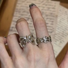 库宁 vintage中古咖啡金蝴蝶戒指复古小众设计感鸢尾开口戒