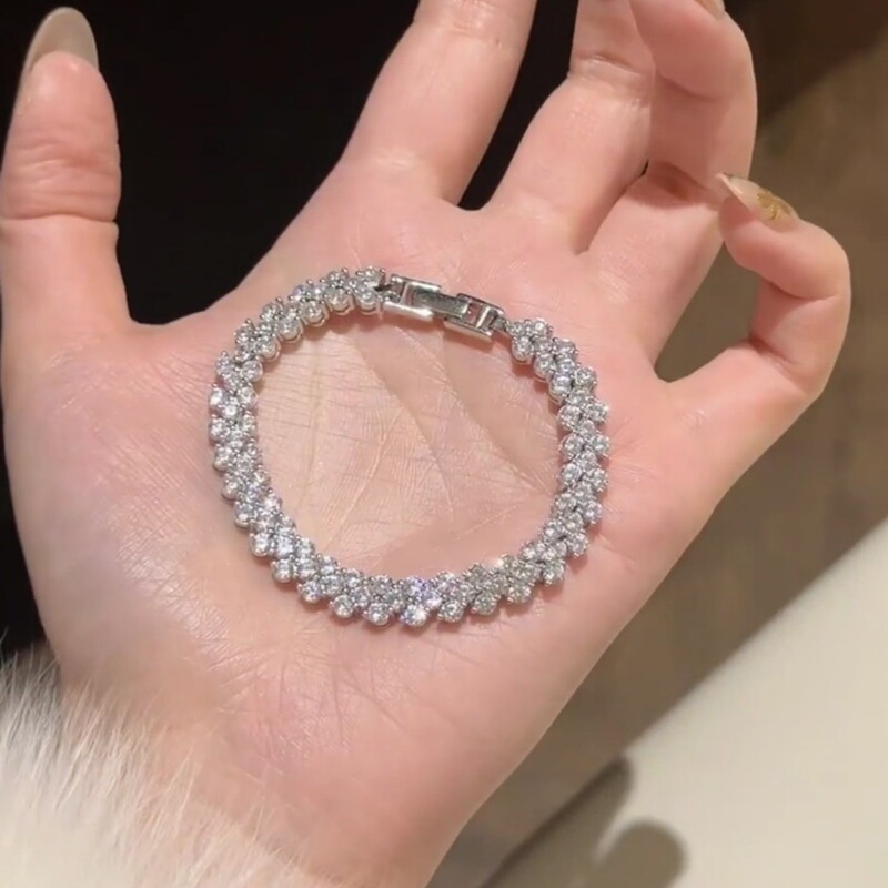 European and American Heart Roman Full Diamond Crystal Bracelet for Women 2025 New Summer Accessible Luxury Niche High-End Jewelry