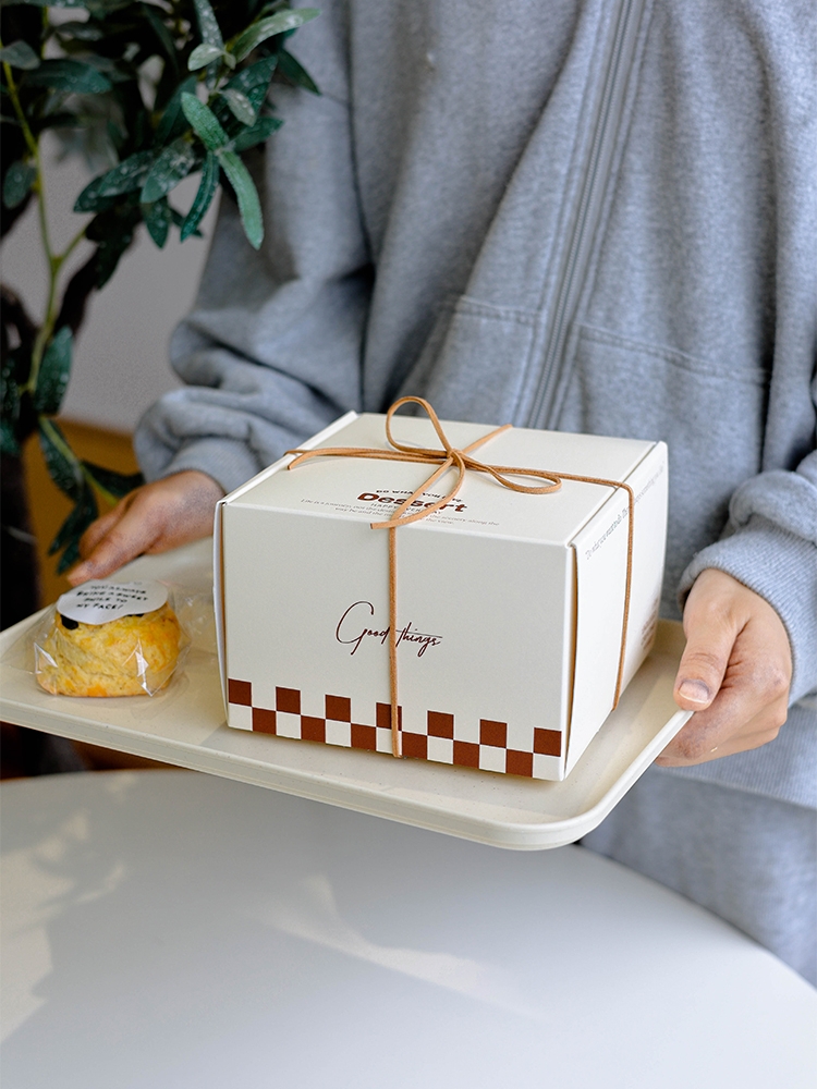 Ins caja de embalaje de panadería Madeleine Sykon caja de pastel galletas dulces macarón caja de embalaje de pan de bergo