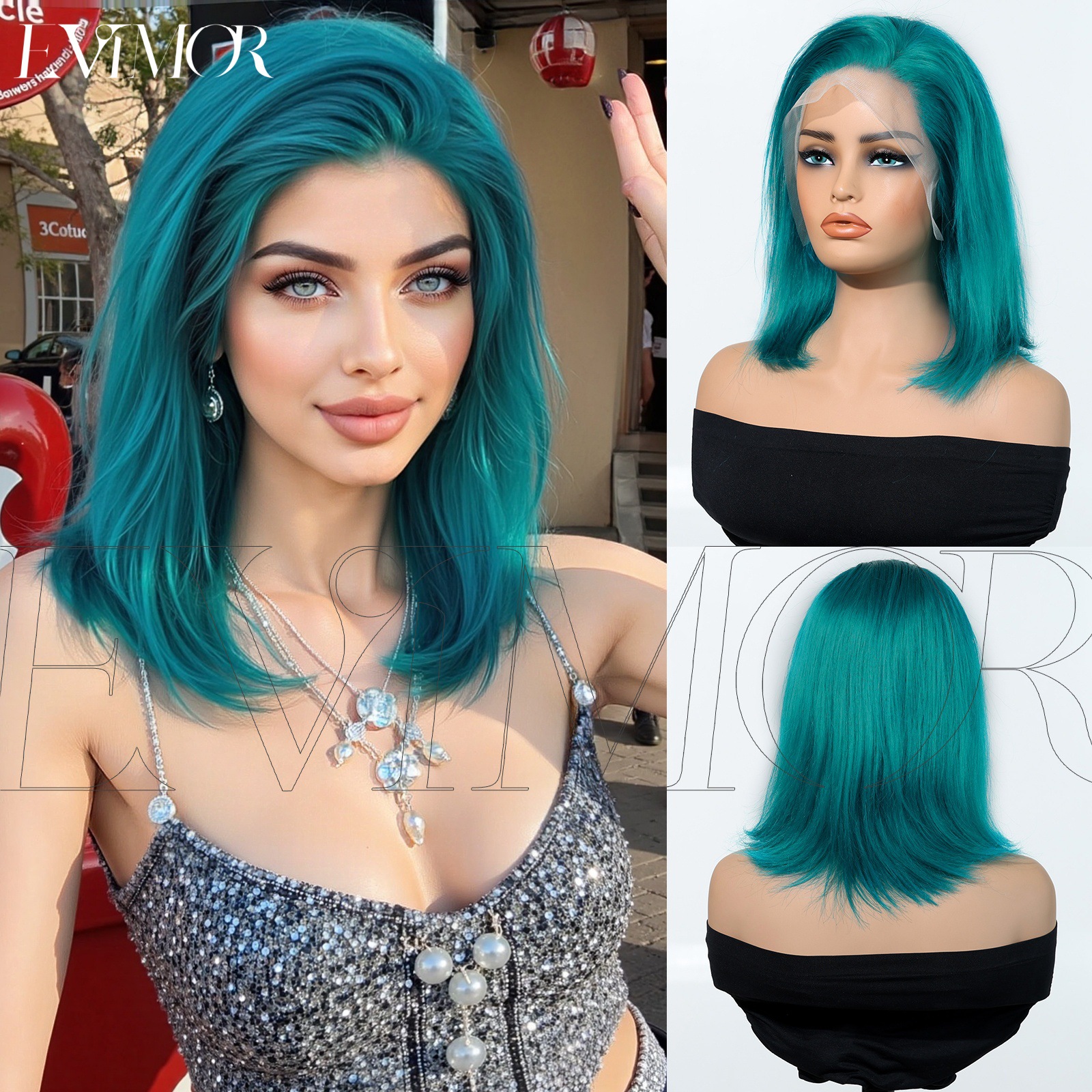 Peruca de mujer, cabello corto de clavícula europea y americana, encaje de cabello real, cabello corto, cabello corto