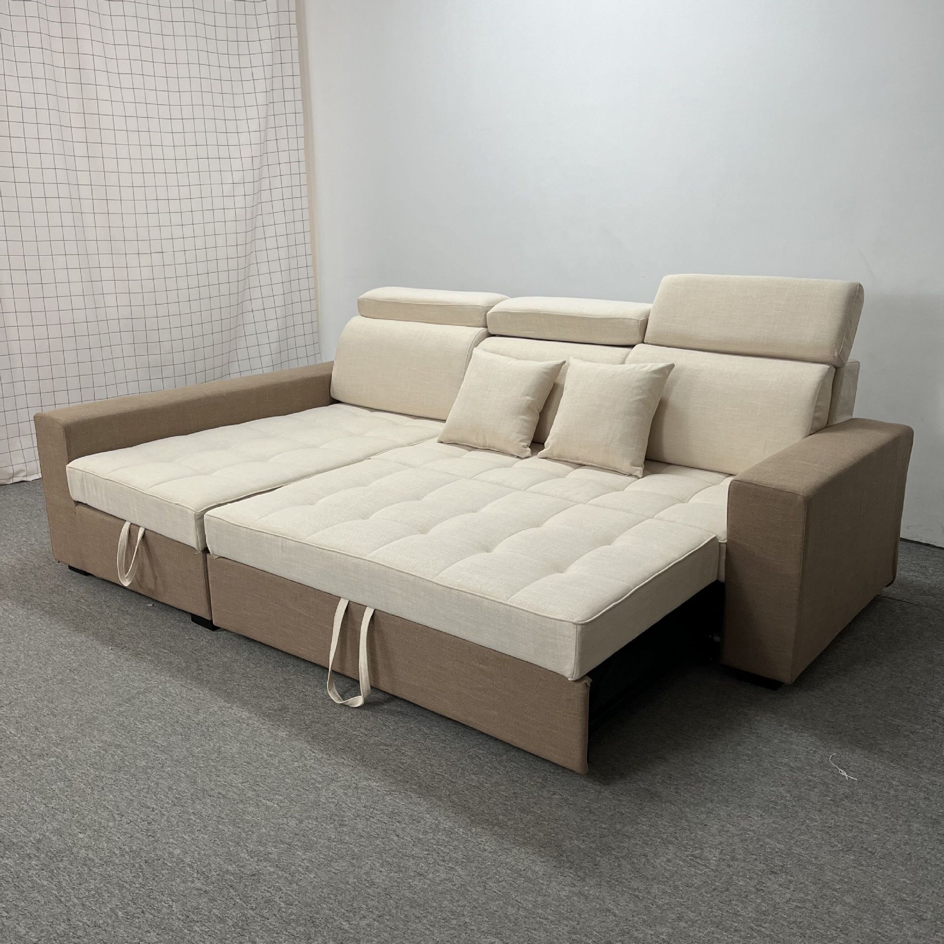 Sofá cama multifuncional de doble propósito sala de estar tamaño pequeño almacenamiento de casa sofá de esquina de tecnología de tela sofá cama plegable
