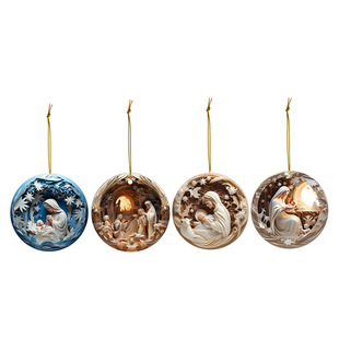 2024 cross-border new Christmas Jesus Car pendant acrylic stereo vision Jesus birth blessing brand pendant