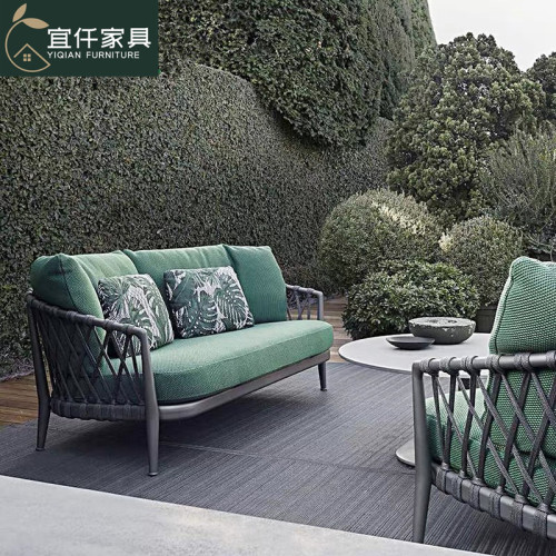 Nordic outdoor sofa courtyard villa furniture balcony rattan chair single outdoor garden terrace leisure rattan sofa