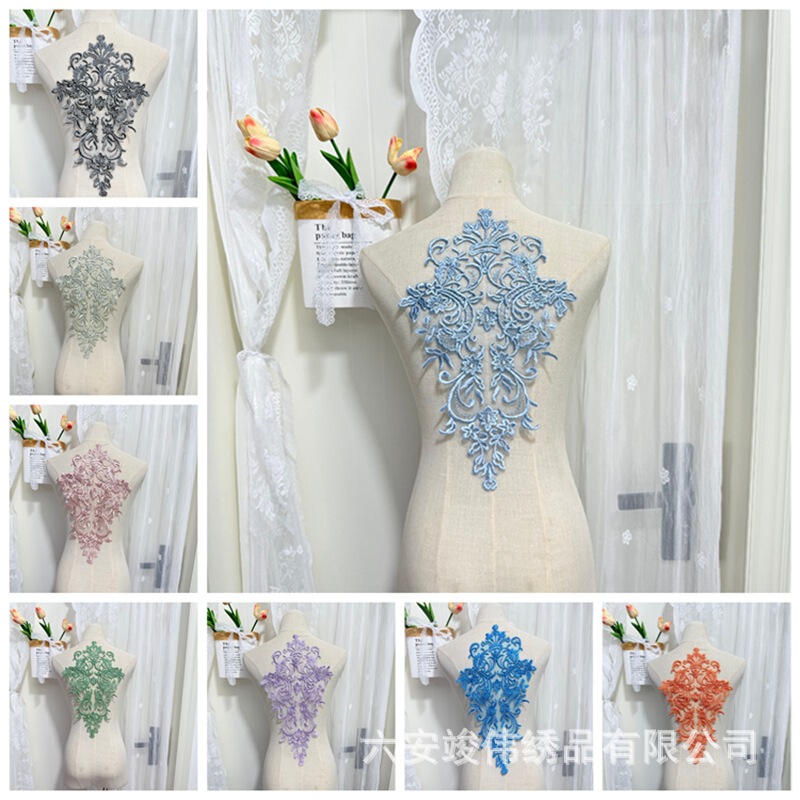 Color Large Size Plain Embroidery Lace Flower Sticker Unique Pattern Wedding Dress Special Lace Flower White