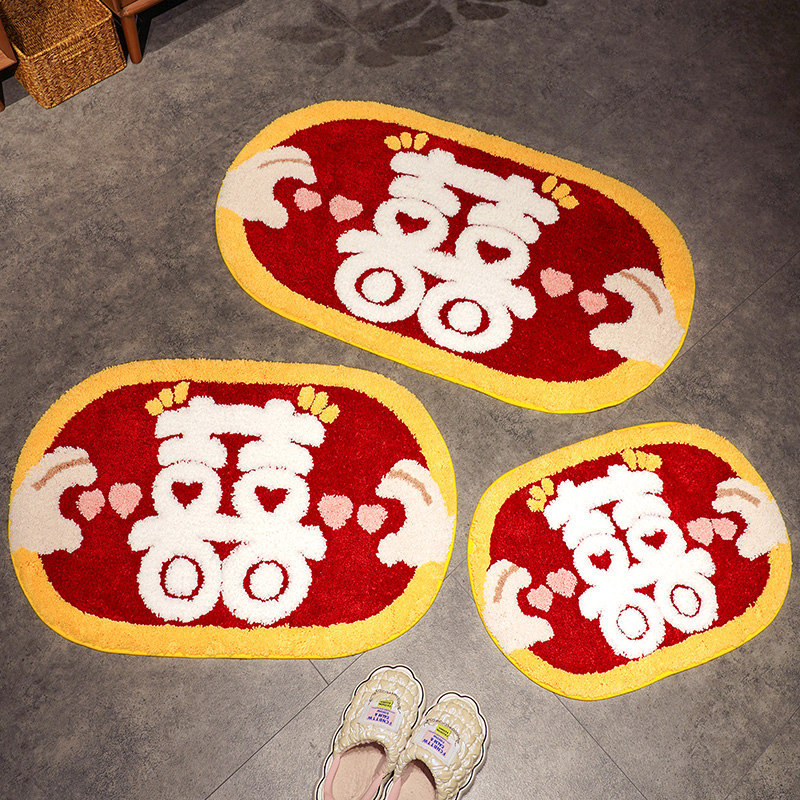 Boda alfombra de piso en forma de XI manta de noche decoración de la habitación de la boda roja puerta de entrada de la boda alfombra festiva ventana alfombra del piso frontal
