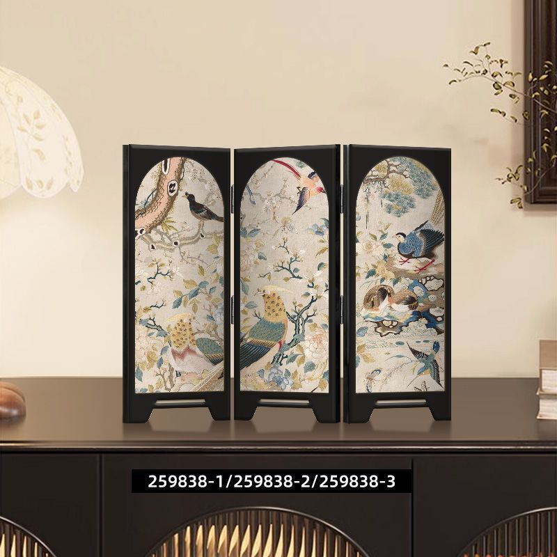 新中式桌面屏风摆台画装饰画中古风装饰品摆画创意小众可折叠木制|undefined