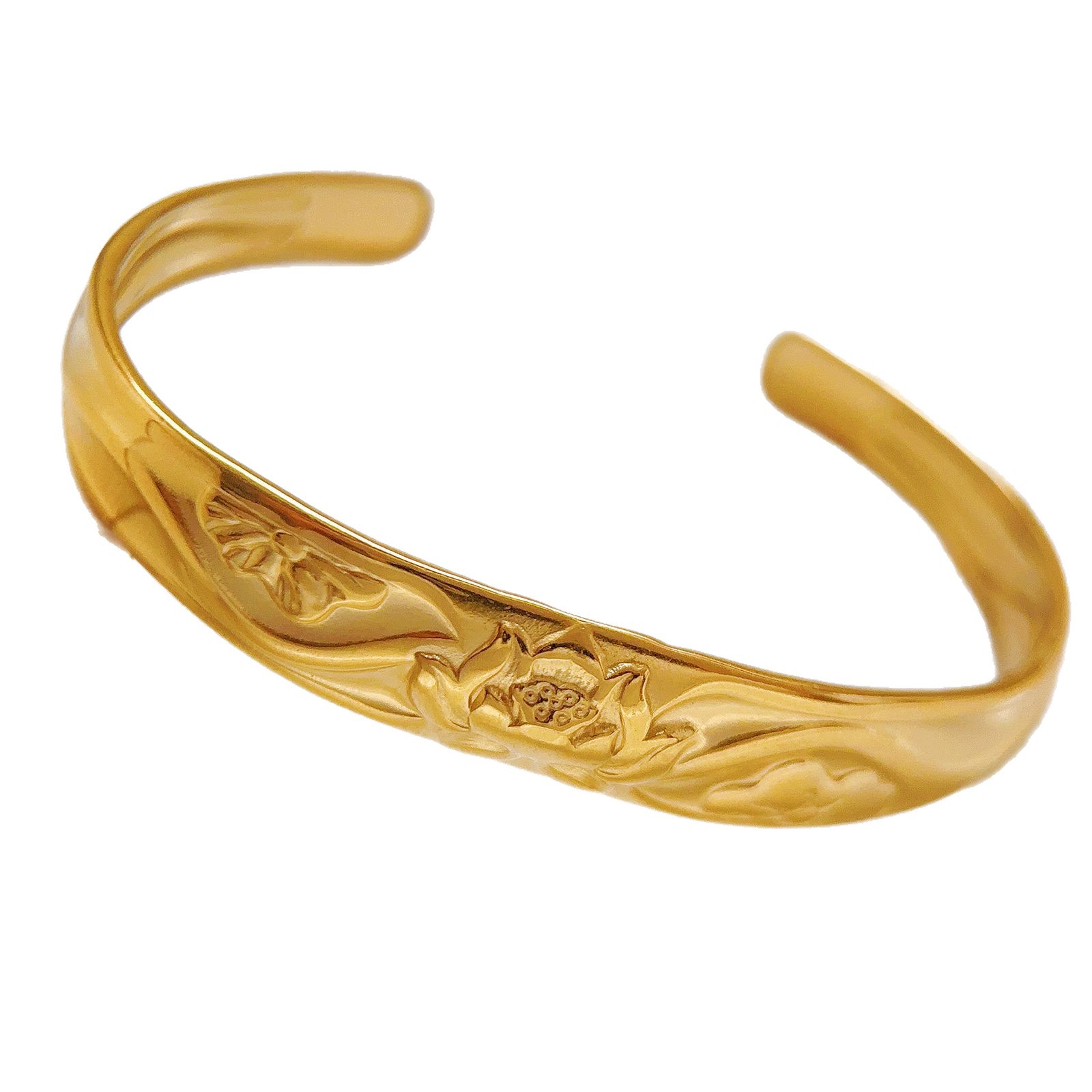 Flores de flores ricas y gruesas mujeres abertura de moda temperamento pulsera de acero inoxidable simple mate antiguo no decoloración al por mayor