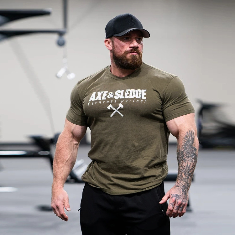 2024 summer new solid color sports Men's trendy fitness running base shirt short sleeved T-shirt_senzul.com