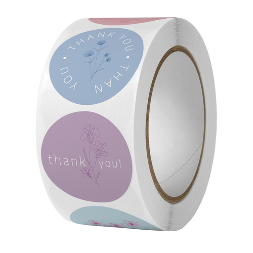 500/roll Colorful Floral Coated Paper Stickers Rose Thank You Labels Holiday Birthday Wedding Envelope Decoration