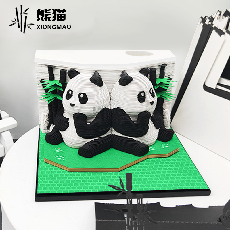 2025 Chengdu Panda Adornos Papel de notas Negocios Regalos tridimensionales Modelos creativos de dibujos animados Notas Calendario Tallado de papel