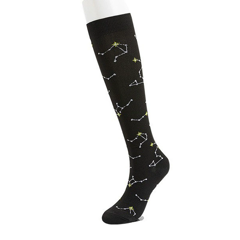 Compression Running Socks, Unisex Jacquard Knee-High Socks, Multiple Patterns, S/M & L/XL