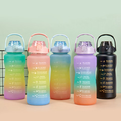 Large Capacity Straw Sports Water Bottle, High-Quality Gradient Color Frosted Plastic Cup, Portable Straw Handle Water Bottle Set of 3
