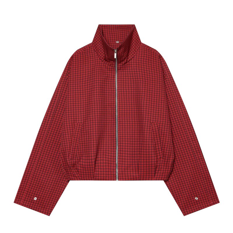 Cross-border women's clothing 2026 autumn/winter new collection: long-sleeved, versatile, stand-collar plaid bomber jacket 6318268 Cross-border women's clothing 2026 autumn/winter new collection: long-sleeved, versatile, stand-collar plaid bomber jacket 6318268
