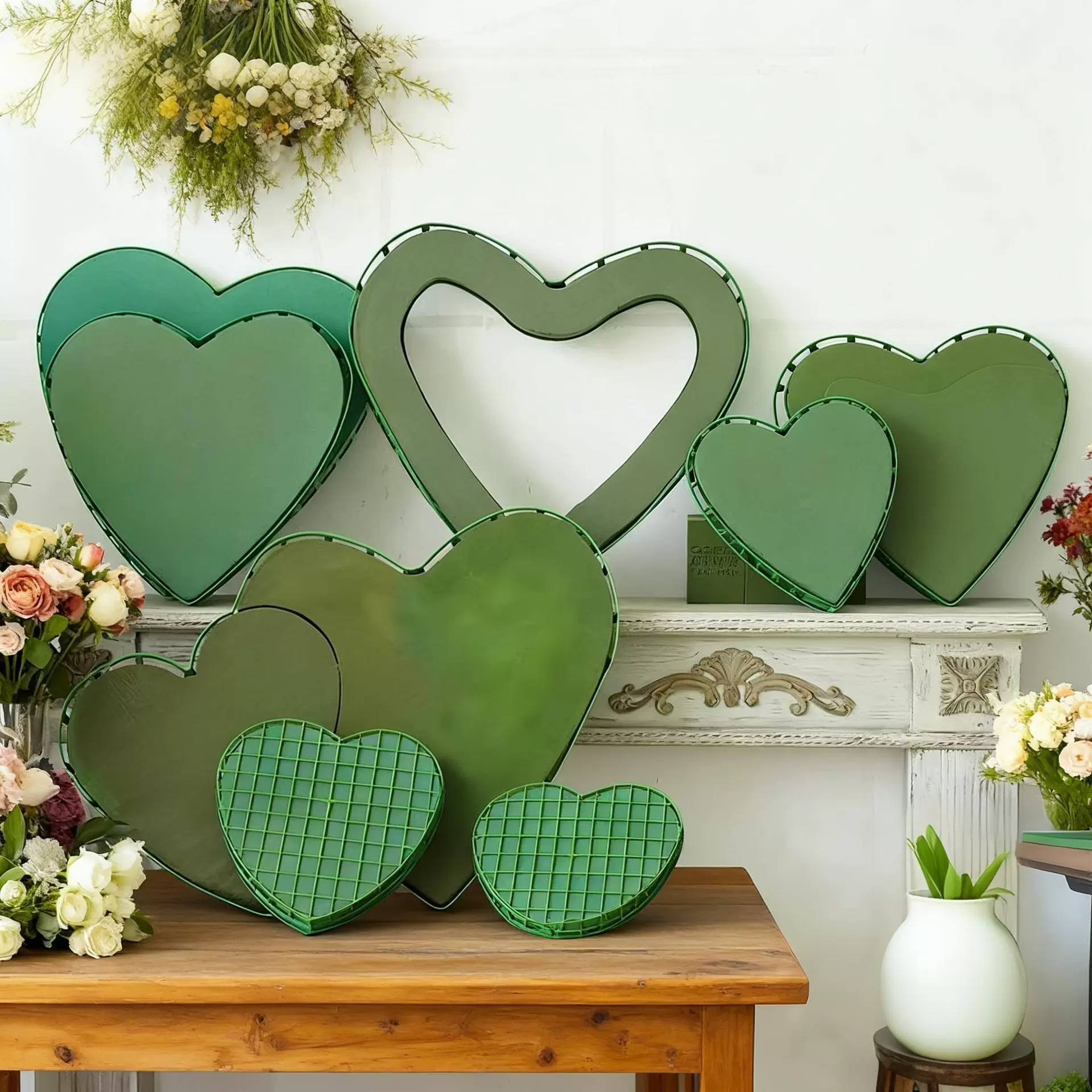 婚车装饰大桃心带花泥婚庆用品喜庆结婚主车头花边花托婚车装扮