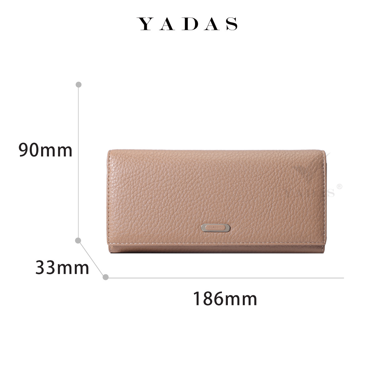 YADAS al por mayor transfronterizo estampado de lichi de moda de color sólido nuevo estilo largo de mujer con bisagras internas de alta calidad bolso de mano