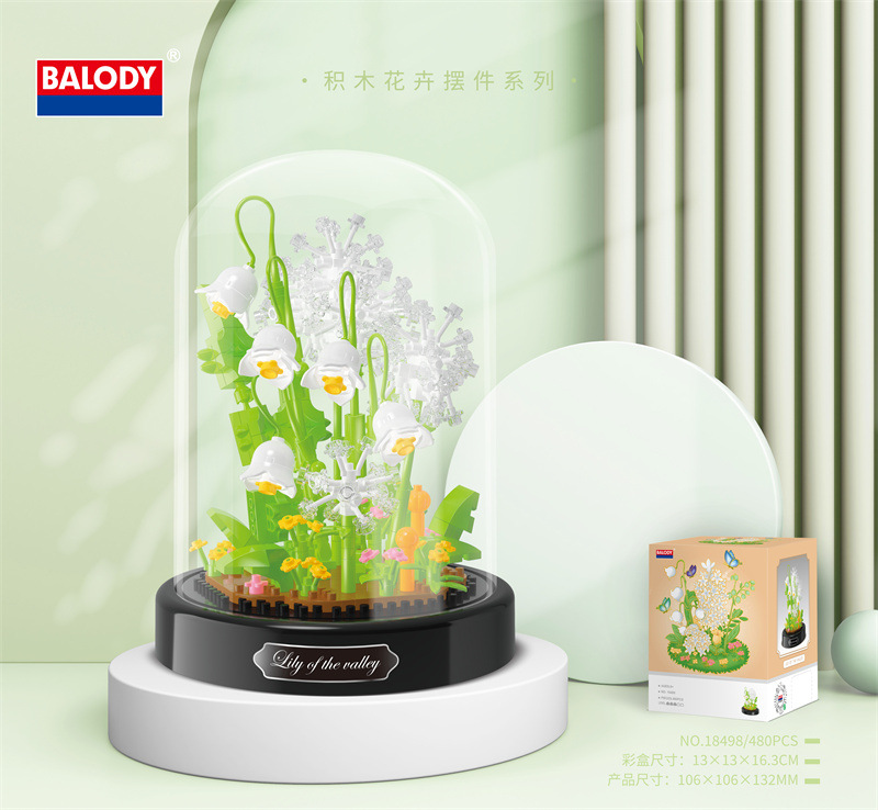 Girasol Rose bouquet en maceta decoración de escritorio regalo la muchacha pequeña partícula bloques montaje imagen juguetes para niños