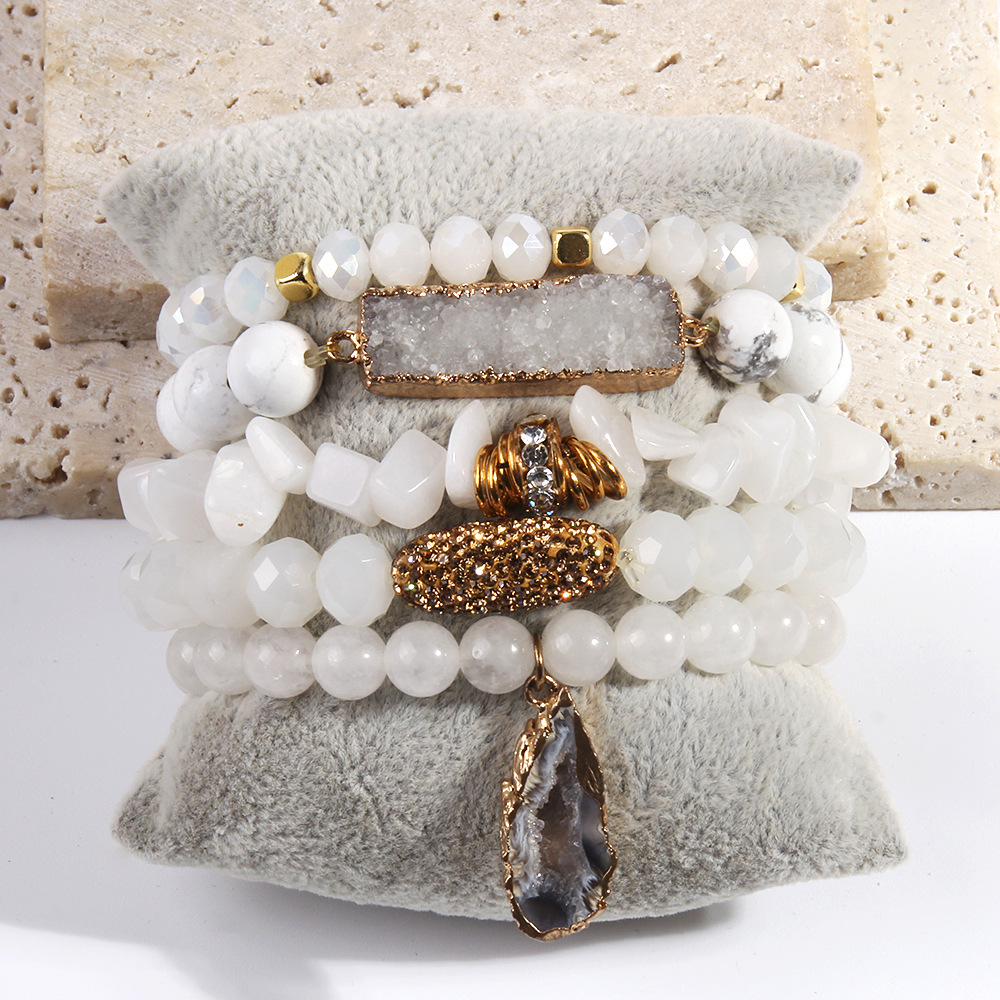 113g Weight Natural Stone Pendant Material Bracelets Classification Natural Stone Chain Material Beaded Chain Chain Type 1 Piece Quantity Holiday, Tea Party Occasion natural stone Material Geometric Pattern Women's Gender Vacation Style Vacation Geometric Natural Stone Beaded Chain Bracelets In Bulk 12