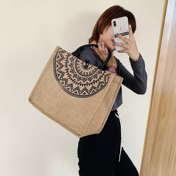 2024 Large Capacity Linen Tote Bag Ins Trend Canvas Bag Handbag Commuting Tote Bag Canvas Bag Wholesale