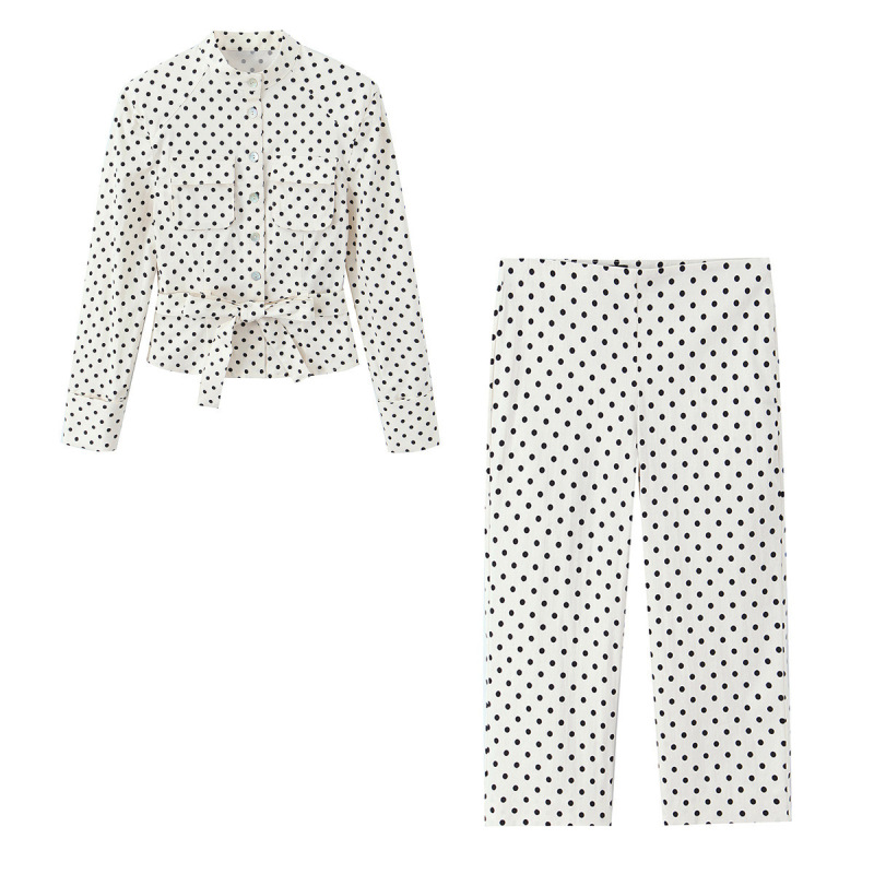 2026 Spring/Summer New Women's Fashion Polka Dot Shirt Jacket Capri Pants 2010708 6929406