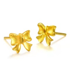 The Yunnan Sand Gold Butterfly Knot Earrings for Women - Copper Plated Gold, Elegant and Fashionable, Influencer Style, Runaway Princess Earrings