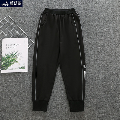 胖男童褲子春秋薄款寬松加肥加大中大童兒童黑色運動褲洋氣潮男孩