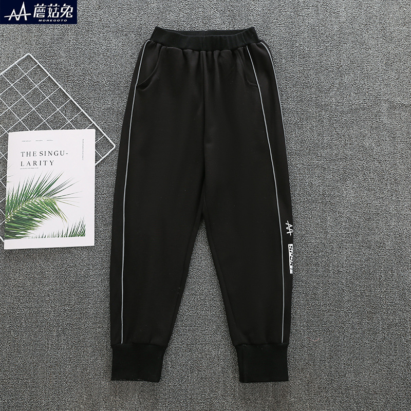 胖男童褲子春秋薄款寬松加肥加大中大童兒童黑色運動褲洋氣潮男孩