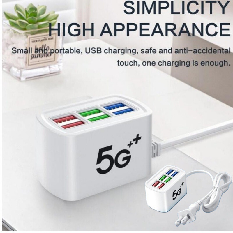 5g Mobile Phone 6Usb Plug-In with Cable Charger Portable Travel USB Charging Socket 6 Ports Suitable for Apple Huawei 5g Mobile Phone 6Usb Plug-In with Cable Charger Portable Travel USB Charging Socket 6 Ports Suitable for Apple Huawei