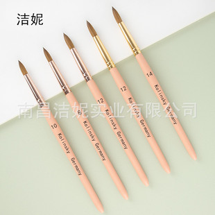Cross-border Amazon Pink Wooden Pole Rose Gold Tube Nail Art Mink kolinsky Crystal Pen Extension Nail Brush