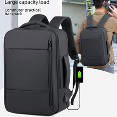 Cross-border high-end business commuting men's backpack multi-functional laptop bag solid color men's backpack