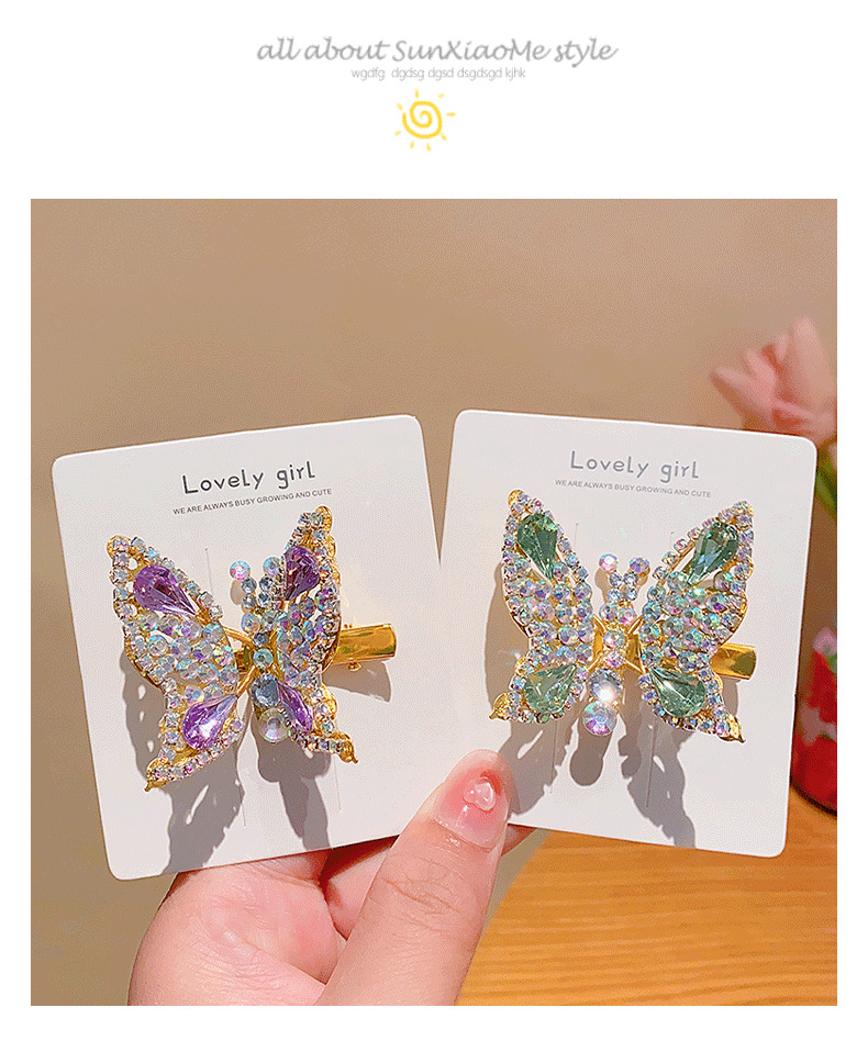 Mujeres Lindo Dulce Mariposa Aleación Embutido Diamantes De Imitación Pinza Para El Cabello display picture 5