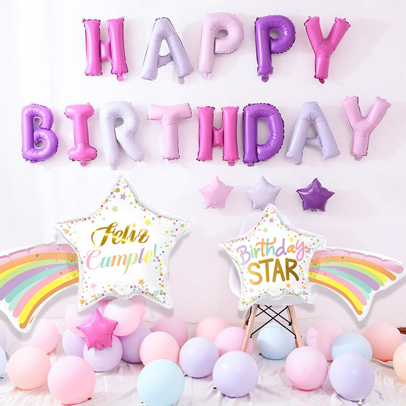 Date D'anniversaire Mignon Lettre Star Film D'aluminium Du Quotidien Fête Ballons display picture 4