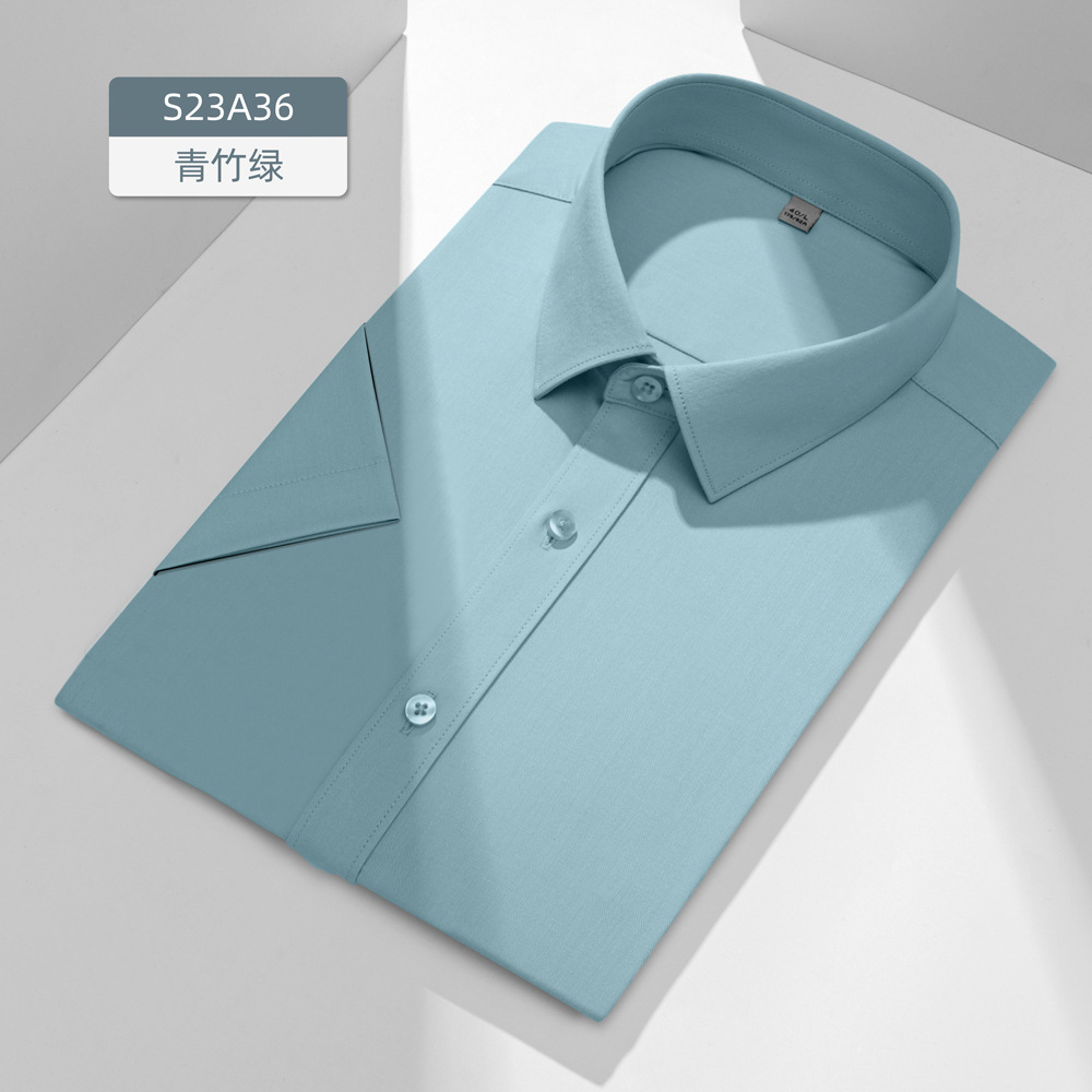 Camisa de Manga Corta de Vestir para Hombre de Fibra de Ajenjo Antibacteriana para Trabajo