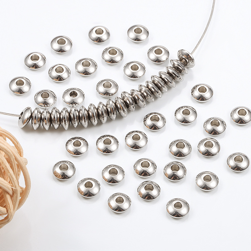 Smooth Embellishment Round Bead Shape 100 PCS/Package 6 * 2mm Hole 2~2.9mm Stainless Steel Solid Color Polished DIY Jewelry Accessories Beads