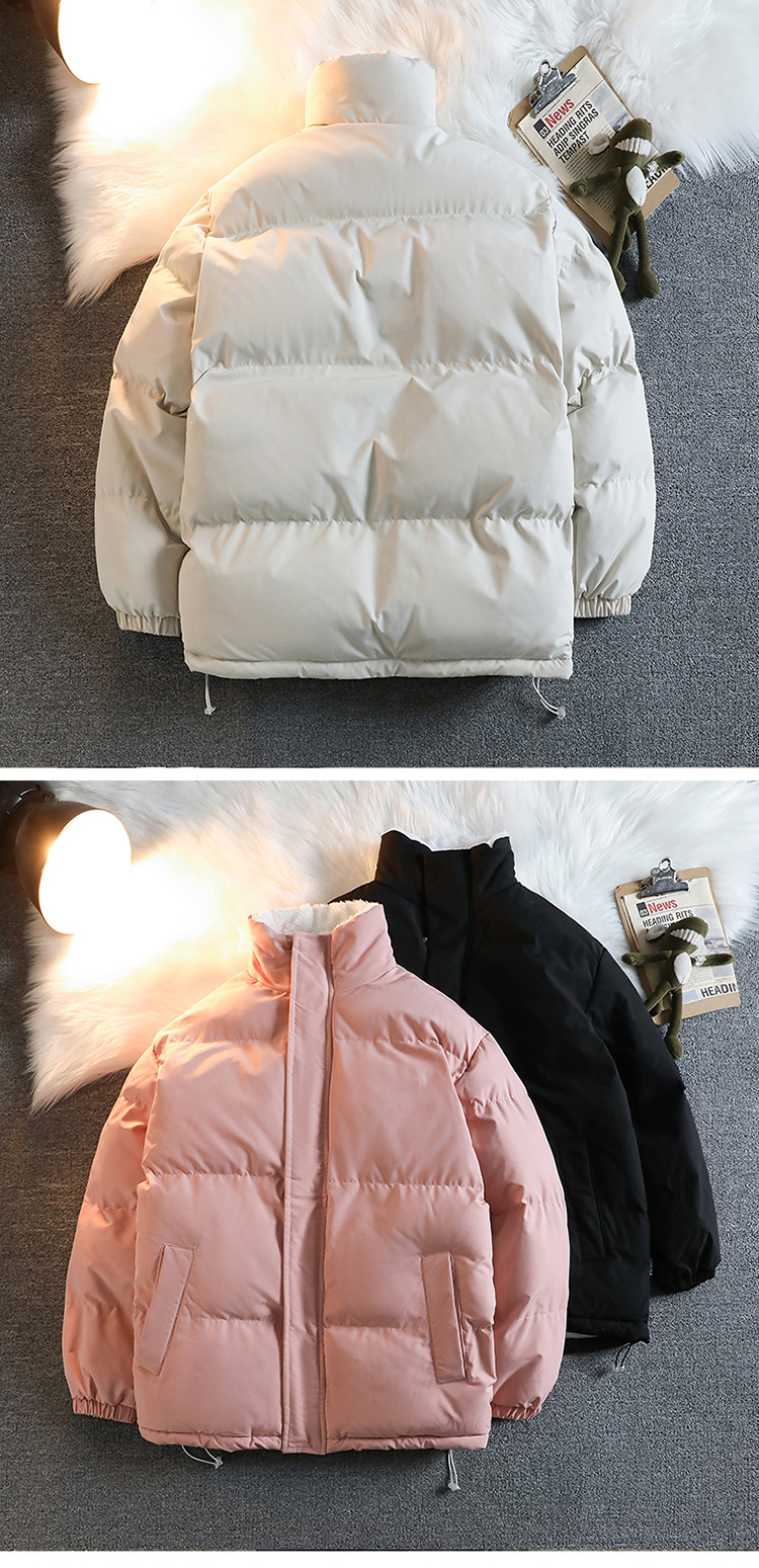 Stand-up Collar Padded Jacket For Men And Women With Fleece Loose Padded Jacket For Couples With Padded Jacket For Men With Fleece_viptrois.com