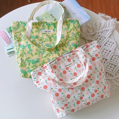【Su Xi Handbag】Spring and Summer Fresh Soft Fufu Floral Small Fabric Tote Bag Cotton Handle Small Shoulder Bag Cute Strolling Bag