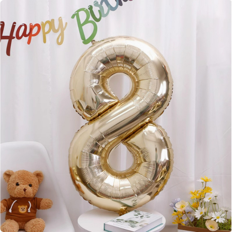 40inch アルミフィルムデジタルバルーン ベビーブルーピンク 女の子の誕生日シーンの装飾 ベビー123歳の誕生日の装飾|undefined