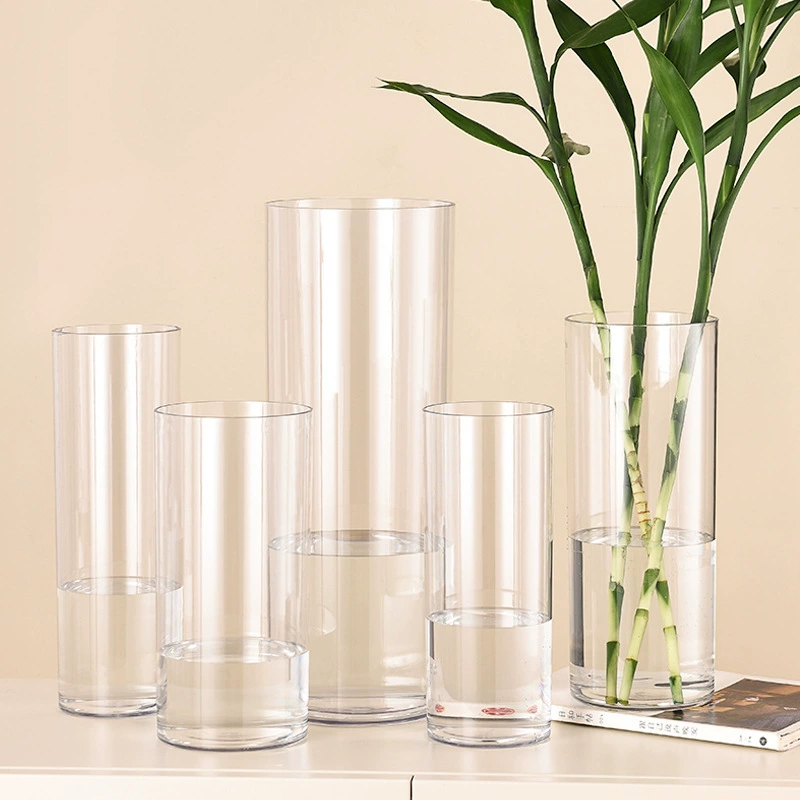 High-transparent simulation glass plastic vase, food-grade hydroponic plant container, multiple sizes