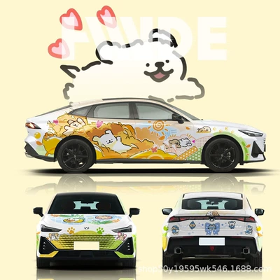 Two-Dimensional Cartoon Anime Wrap, Auto Color Change Film - line-puppy-series-car-customized-painted-film-place-an-order-and-consult-customer-service