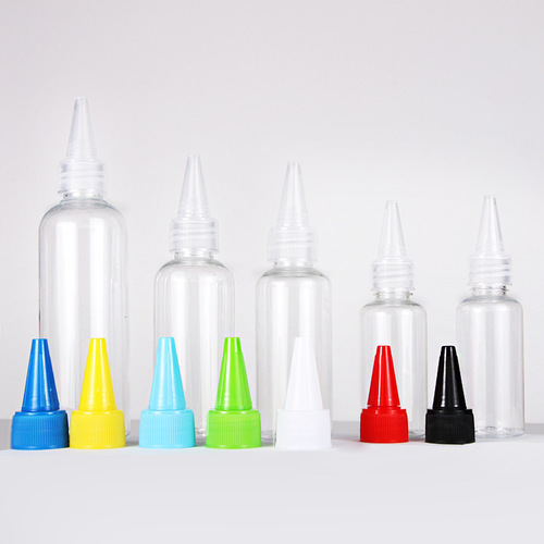 200ml pointed-tip bottle, 100ml squeeze bottle, transparent PET colorant bottle, color adjustment bottle, pointed-tip cap, plastic bottle