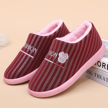 冬季新款PU面室内棉拖女款包跟低帮月子鞋加绒加厚保暖一脚蹬棉拖