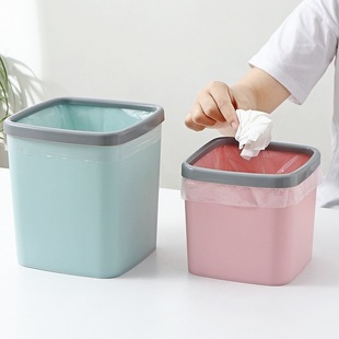 Desktop Square Small Trash Can Plastic Office Lidless Sorting Trash Box with Pressure Ring Mini Living Room Waste Paper Basket