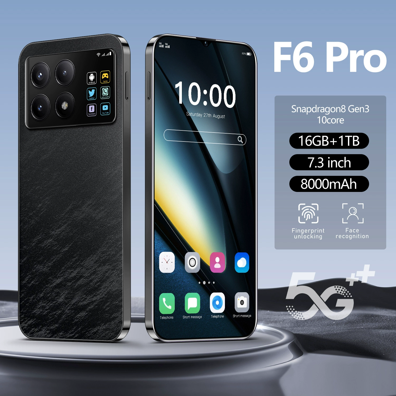 Новый F6 Pro с большим экраном, универсальный мобильный Android «всё-в-одном», 16+1T, смартфон для внешней торговли, цена от производителя