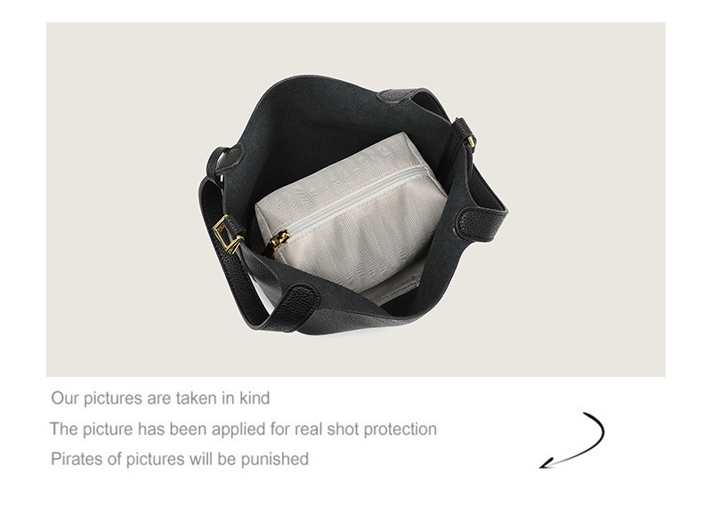 2024 New Vegetable Basket European And American Style Soft Leather Women's Large Capacity Lychee Pattern Bucket Bag Handbag_voghion.com