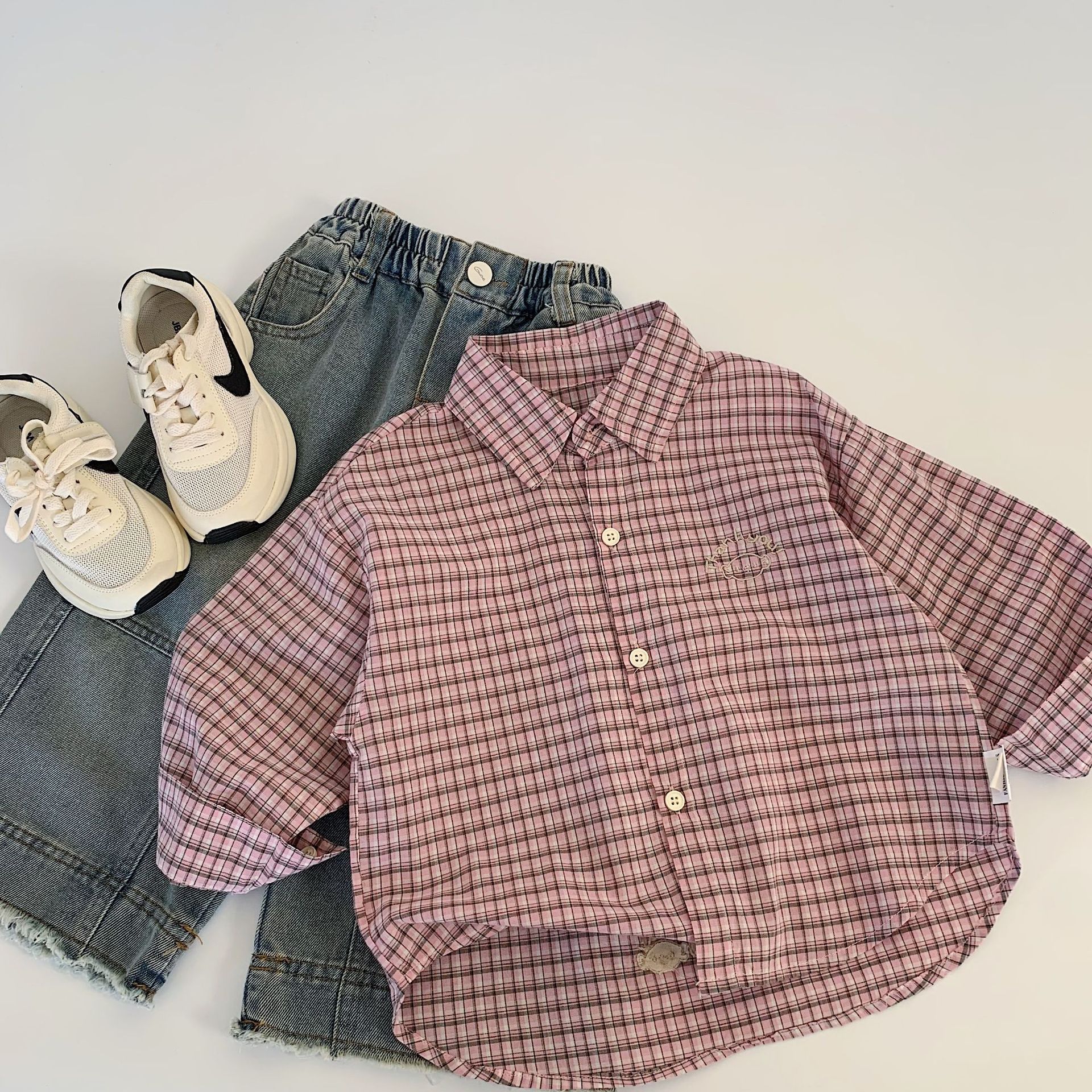 Camisa para niños Maibao 2025 otoño nuevos productos ropa para niños pequeños y medianos camisa para niños y niñas de moda retro simple y retro