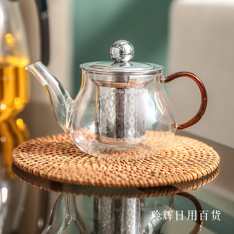 Factory wholesale High Borosilicate kung fu teapot heat resistant flower teapot 304 stainless steel filter teapot tea set Factory wholesale High Borosilicate kung fu teapot heat resistant flower teapot 304 stainless steel filter teapot tea set