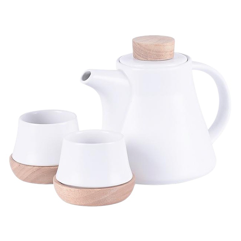 Taza de roble, té de la tarde de cerámica creativa de estilo nórdico, una taza, juego de té de flores de troncos de estilo japonés de cuatro tazas