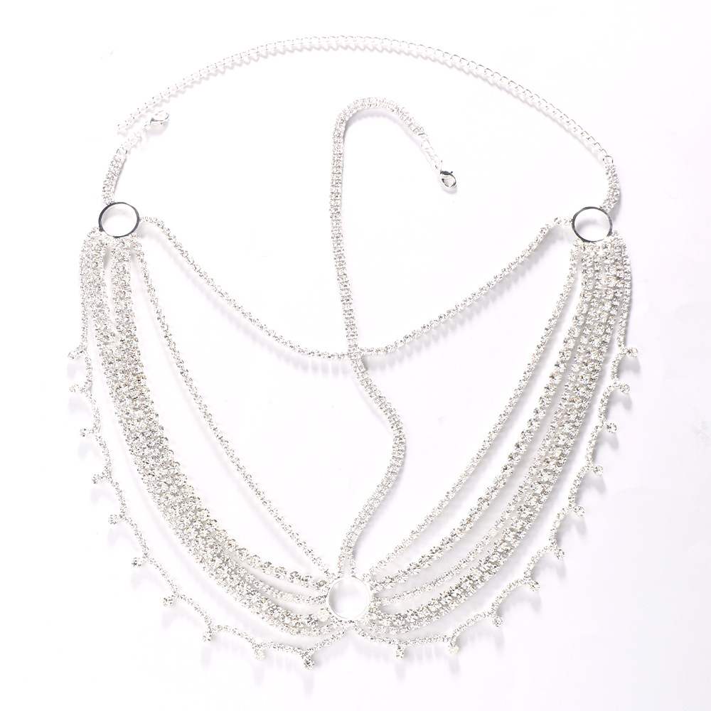 AliExpress caliente rhinestone cara cadena europea y americana exagerada rhinestone borla multi-capa máscara personalizada accesorios máscara