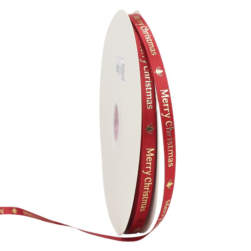Завод в наличии Рождественская лента Двухсторонняя нить Лента Упаковка Подарочная атласная лента Рождественские аксессуары DIY Украшение