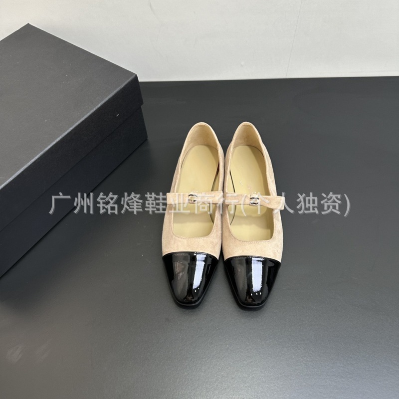 对版2025新款小香风拼色蝴蝶结皮带扣单鞋真皮平底仙女网红玛丽珍|undefined